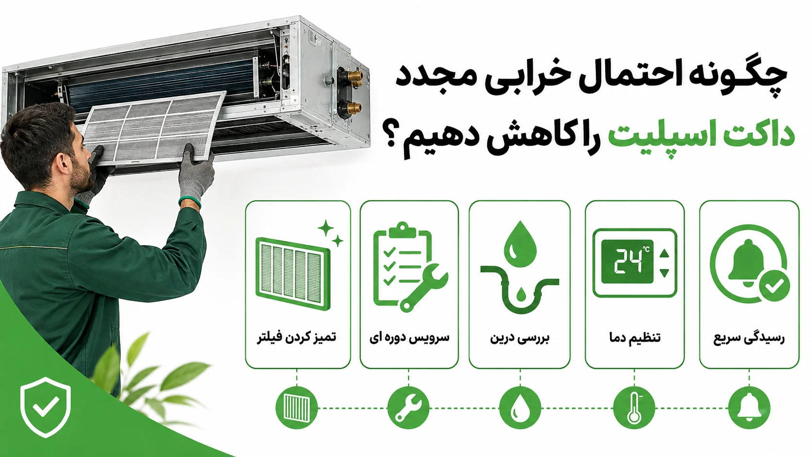 تعمیرات داکت اسپلیت گرین، عیب یابی اصولی و راهنمای رفع خرابی 4 چگونه احتمال خرابی مجدد داکت اسپلیت را کاهش دهیم؟