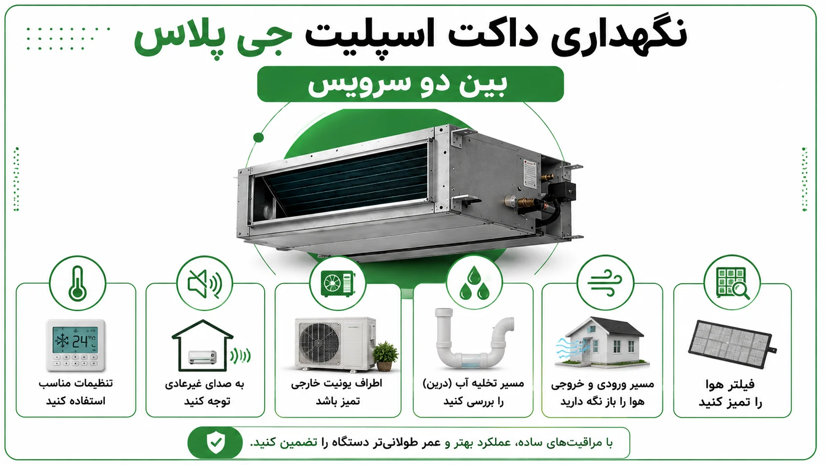 سرویس داکت اسپلیت جی پلاس، راهنمای کامل مراحل و نگهداری 4 نگهداری داکت اسپلیت جی پلاس بین دو سرویس