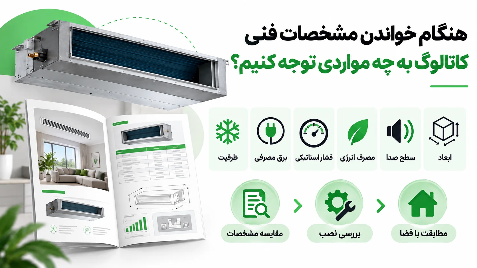 کاتالوگ داکت اسپلیت، راهنمای بررسی مشخصات و انتخاب مدل مناسب 2 هنگام خواندن مشخصات فنی کاتالوگ به چه مواردی توجه کنیم؟